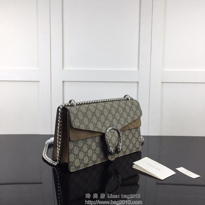GUCCI古馳 新款 專櫃品質 原單 400249 啡Pvc配牛皮 鏈條 單肩斜挎包HY1459